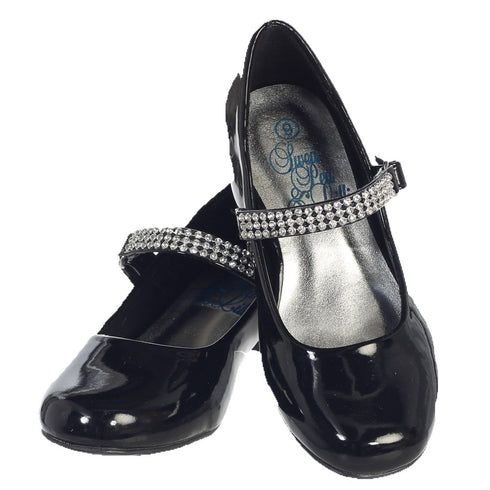 Lito Girls Black Rhinestone Strap Mia Occasion Dress Shoes Kids 11-4 - SophiasStyle.com